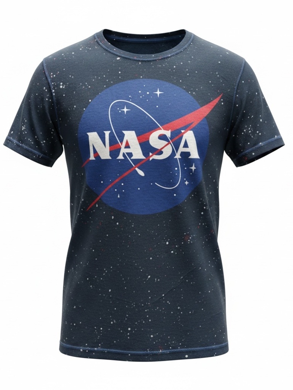 NASA Logo Short Sleeve Tee - Navy Speckle Buzz Aldrin Size L